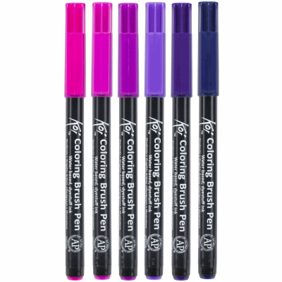 Набор маркеров Koi Coloring Brush Pen, GALAXY 6цв, Sakura