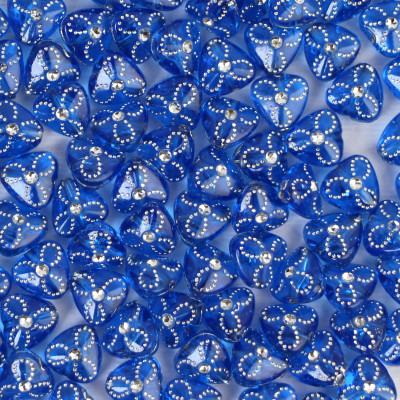 Намистини пластикові напівпрозорі Трикутники сині 50 шт
