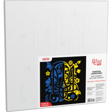 Полотно на картоне с контуром, Патриотические, „Герб Украины“, 30х30, хлопок, акрил, ROSA START