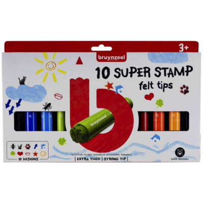 Набор детских цветных штампов SUPER STAMP, 10 цв Bruynzeel