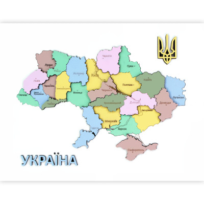 Набор картина пазл, Карта Украины 3D пастельные цветах, ДВП/МДФ, 30,5х37,5 см, ROSA TALENT N0003522