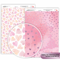 Папір двосторонній дизайнерський матовий „Purple Hearts 1, з тисненням, 21х29,7 см, 200 гм2, ROSA TALENT (5311191)