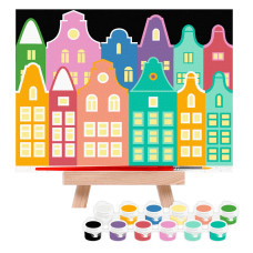 Набір, картина за номерами, „Яскраві будиночки“, 15х20см, з мольбертом, ROSA START