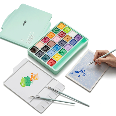 Набор кистей 3шт, круглая/плоская/овальная, зеленый, HIMI Набор кистей 3шт, круглая/плоская/овальная, зеленый, HIMI