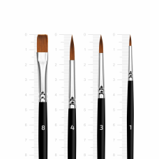Набор кистей №3 синтетика 4шт круглая(№1,3,4), плоская(№8) короткая ручка Arteo
