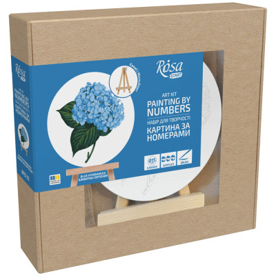 Набор картина по номерам Голубая гортензия, круглая, Ø15 см, с мольбертом ROSA START