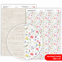 Бумага двусторонняя матовая, дизайнерская „Wild Flowers“ 4, 21х29,7 см, 200 г/м2, ROSA TALENT (5311171)