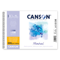 Альбом для акварелі на спіралі MONTVAL, А4, 300г/м2, 12л, натуральний білий, середнє зерно, Canson