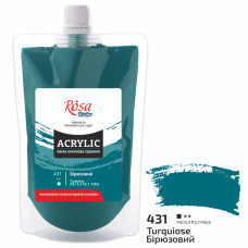 Фарба акрилова Бірюзова 200 мл ROSA Studio
