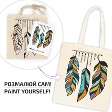 Набор, сумка-раскраска, "Золотые перья", А3, хлопок 220 г/м2, 38х42 см, ROSA Talent