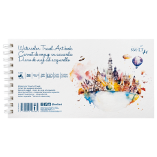 Альбом на спирали для акварели Travel Art book, 15х28 см, 260 г/м2, 25л, среднее зерно, микроперфорация, SMILTAINIS