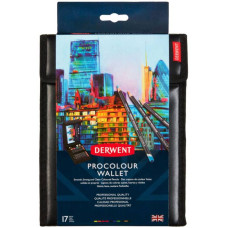 Набор цветных карандашей Procolour Wallet в пенале, (10 Procolour, 2 Graphic, Blender + accessories), Derwent
