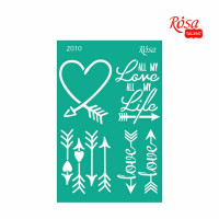 Трафарет многоразовый самоклеющийся, № 2010, 13х20 см, Серія Love, ROSA TALENT