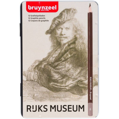 Набор графитных карандашей Dutch Masters, Автопортрет, Рембрандт, 12 шт, метал, Bruynzeel