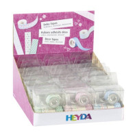 Дисплей с бумажными скотчами в пластиковом диспенсере, пастельные цвета, 12ммх3м, 18 шт., Heyda