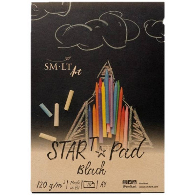 Склейка для рисунке STAR T А4, 120 г м2, 20л, черная бумага, SMILTAINIS