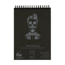 Альбом для рисунку на спіралі AUTHENTIC (black) А5, 165 г/м2, 20л, чорний папір, SMILTAINIS