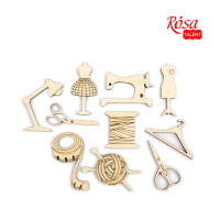 Набір міні-заготовок “Шиття“, фанера, 10шт, ROSA TALENT