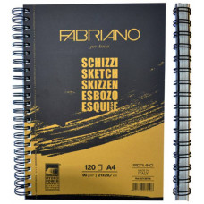 Альбом для эскизов на спирали Schizzi Sketch А4 (21х29,7 см), 90 г м2, 120л, Fabriano