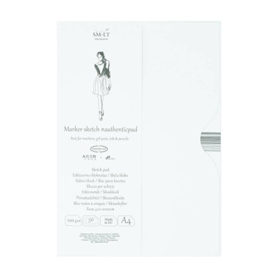 Склейка для маркерів в папці AUTHENTIC А4, 100 г/м2, 50л, білий колір, SMILTAINIS