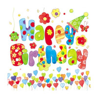Декупажные салфетки Happy Birthday , 33х33 см, 18,5 г м2, 20 шт, Ambiente