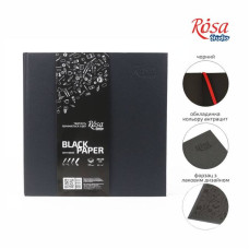 Блокнот 20х20см, чорний папір, 80г/м, 96л., ROSA Studio