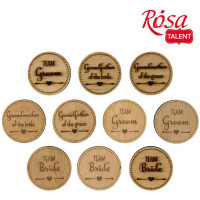Заготовки значки Wedding 1, фанера, 4 см, 10 шт, ROSA TALENT