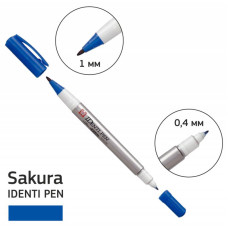 Перманентный маркер IDENTI PEN, двусторонний, 0,4 / 1 мм, Синий, Sakura