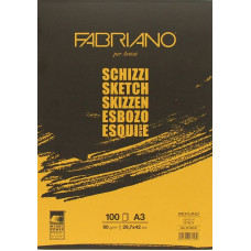 Склейка для эскизов Schizzi Sketch A3 (29,7x42 см), 90 г м2, 100л, Fabriano