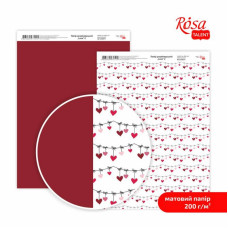 Бумага дизайнерская двусторонняя матовая Love 2, 21х29,7 см, 200 г м2, ROSA TALENT