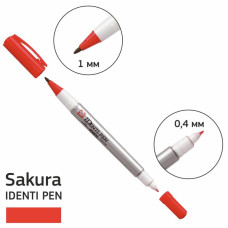 Перманентный маркер IDENTI PEN, двусторонний, 0,4 / 1 мм, Красный, Sakura