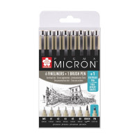 Набор линеров PIGMA MICRON 6 шт, 1 линер-кистьPIGMA BRUSH + PIGMA Micron PN В ПОДАРОК, Sakura