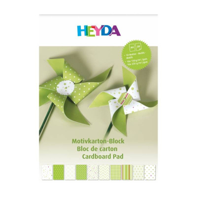 Набор дизайнерской бумаги, Зеленый, матовый, 20 шт, А4 (21х29,7 см), 100-220 г м2, Heyda