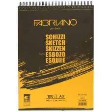 Альбом для ескізів на спіралі Schizzi Sketch A3 (29,7x42 см), 90 г/м2, 100л., Fabriano