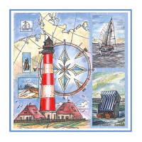 Декупажные салфетки Морской коллаж , 33х33 см, 18,5 г м2, 20 шт, Ambiente