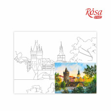 Полотно на картоні з контуром, Міста "Прага", 30*40, бавовна, акрил, ROSA START