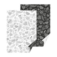 Папір з малюнком "Hearts" двосторонній, Монохром, 21*31см, 200 г/м2, Heyda