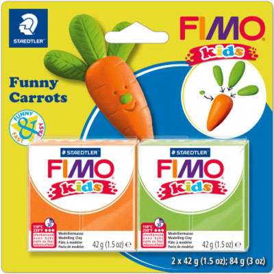Набор Fimo Kids, Веселая морковка 2 цв.х42 г, Fimo