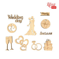 Набір міні-заготовок „Wedding“, фанера, 10шт, ROSA TALENT