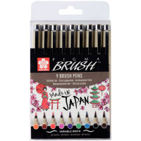 Набор линеров-кисточек PIGMA Brush, 9цв, Sakura