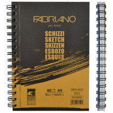 Альбом для эскизов на спирали Schizzi Sketch А5 (14,8х21 см), 90 г м2, 60л, Fabriano