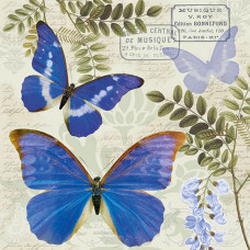 Декупажные салфетки Синяя бабочка , 33х33 см, 18,5 г м2, 20 шт, Ambiente