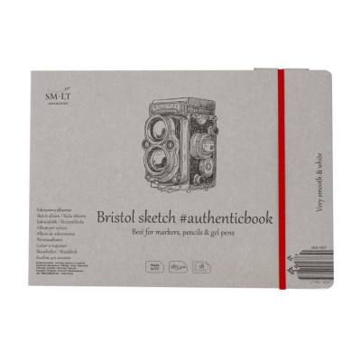 Альбом для ескізів AUTHENTIC (Bristol) А5 (24,5*17,6см), 185 г/м2, 18л, білий та гладкий папір, SMILTAINIS