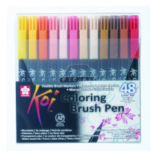 Набор маркеров Koi Coloring Brush Pen, 48цв, Sakura