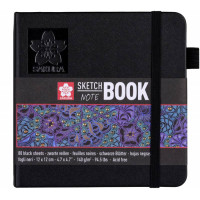 Блокнот Sakura Sketch, 140 г м2, 12х12 см, 80 л, черный, Sakura