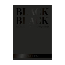 Склейка-блок mixed media Black Black А4 (21*29,7 см), 300 г/м2, 20л, чорний, гладкий, Fabriano