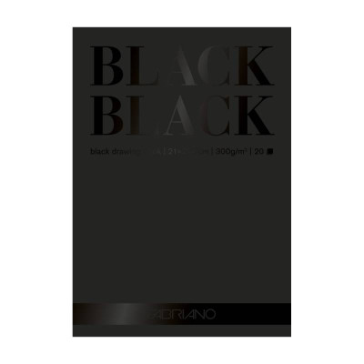 Склейка-блок mixed media Black Black А4 (21*29,7 см), 300 г/м2, 20л, чорний, гладкий, Fabriano