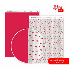 Бумага дизайнерская двусторонняя матовая Love 5, 21х29,7 см, 200 г м2, ROSA TALENT