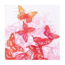 Декупажные салфетки Удивительные бабочки , красные, 33х33 см, 17,5 г м2, 20 шт, ti-flair