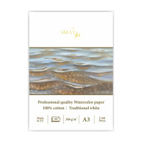 Склейка для акварели PRO CREATE А3, 300 г м2, 10л, белая бумага, SMILTAINIS